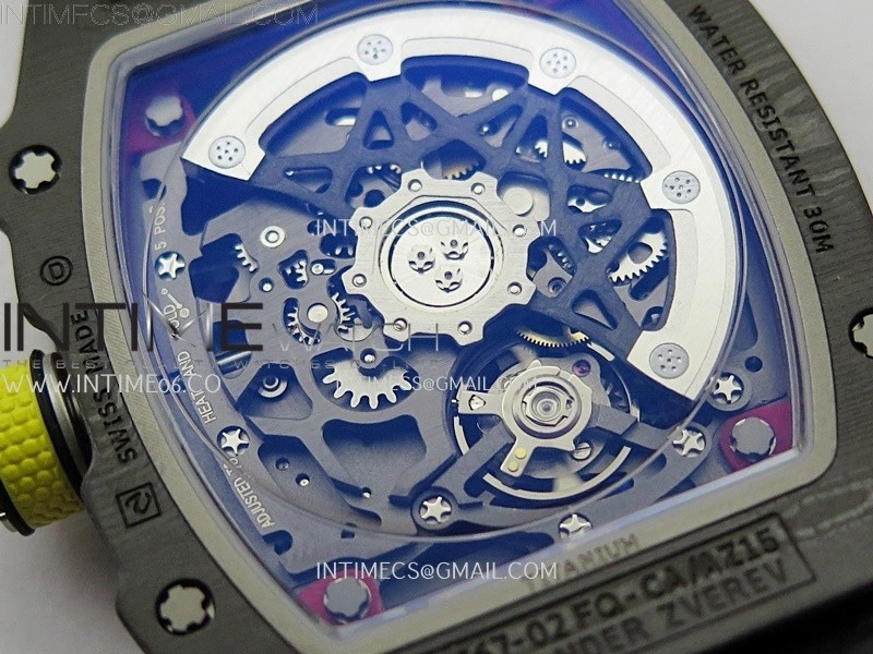 RM67-02 Red Yellow Inner Bezel Real NTPT 1:1 Best Edition Skeleton Dial On Red Nylon strap CRMA7 Clone