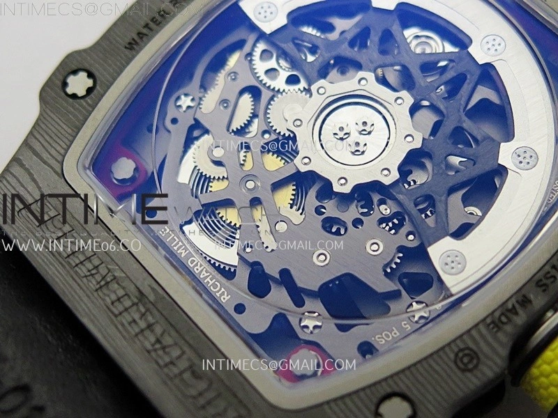 RM67-02 Red Yellow Inner Bezel Real NTPT 1:1 Best Edition Skeleton Dial On Red Nylon strap CRMA7 Clone