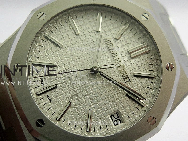 Royal Oak 41mm 15510 Free Sprung SS APSF 1:1 Best Edition Silver Textured Dial On SS Bracelet Super Clone A4302