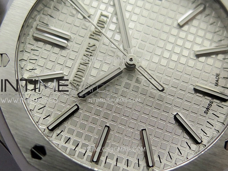Royal Oak 41mm 15510 Free Sprung SS APSF 1:1 Best Edition Silver Textured Dial On SS Bracelet Super Clone A4302