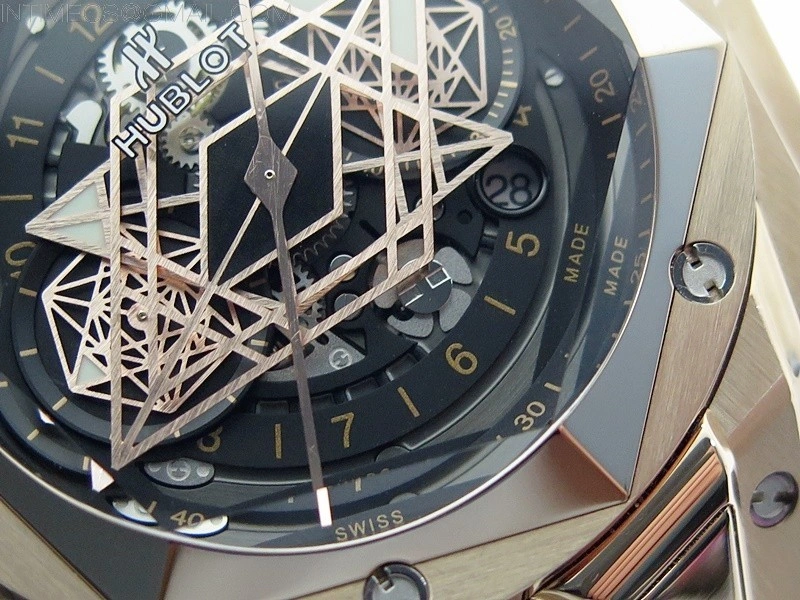 Big Bang Sang Bleu chrono RG B50 Black Skeletonal Dial On Black Gummy Strap Asian 7750