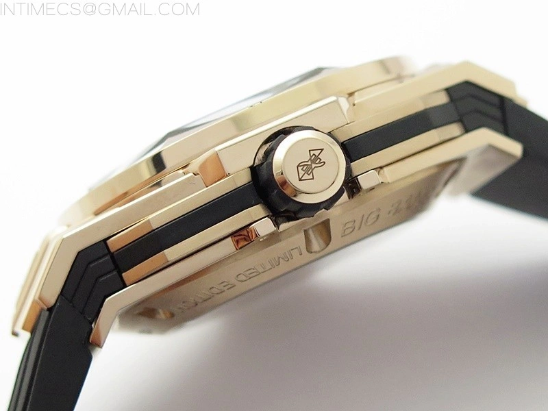 Big Bang Sang Bleu chrono RG B50 White Skeletonal Dial On Black Gummy Strap Asian 7750