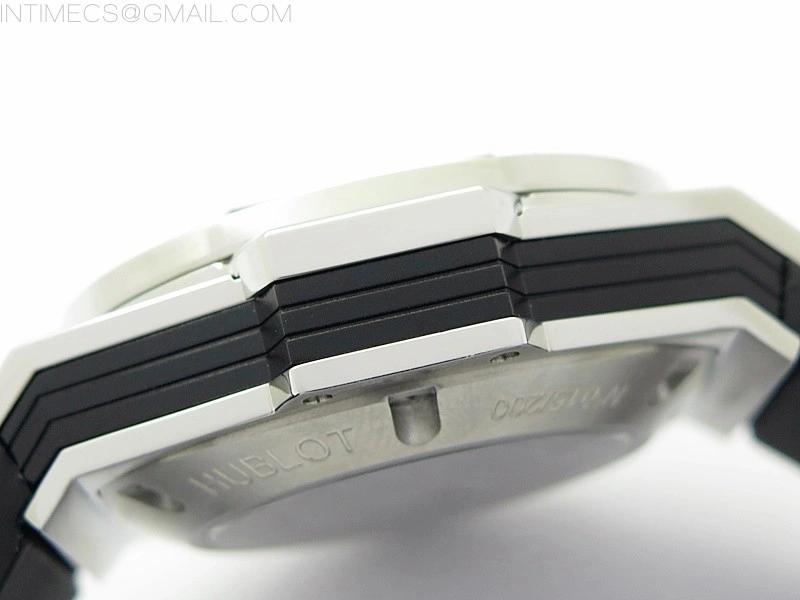 Big Bang Sang Bleu chrono SS B50 Black Skeletonal Dial On Black Gummy Strap Asian 7750