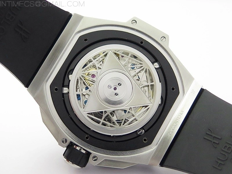 Big Bang Sang Bleu chrono SS B50 Black Skeletonal Dial On Black Gummy Strap Asian 7750