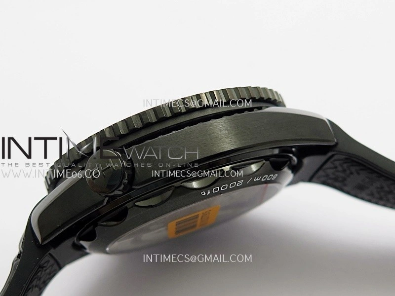 Planet Ocean Master Chronometer Black Orange Ceramic Bezel DLC VRF 1:1 Best Edition Black Dial On Black Rubber Strap A9900