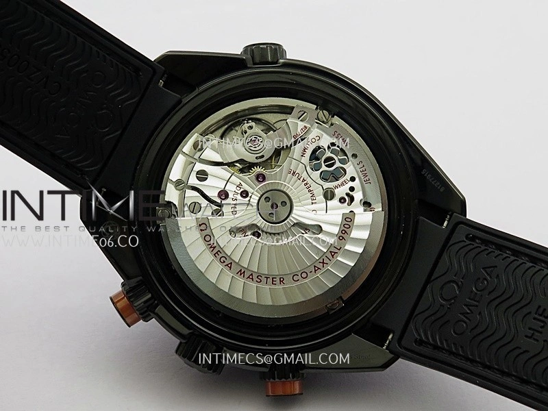 Planet Ocean Master Chronometer Black Orange Ceramic Bezel DLC VRF 1:1 Best Edition Black Dial On Black Rubber Strap A9900