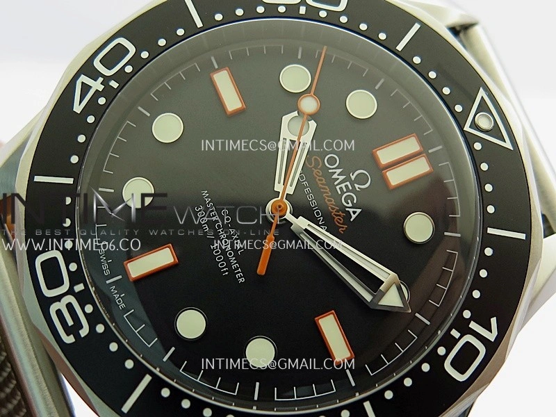 Seamaster 300M Diver 42mm Orange Second Hand SS VSF Best Edition Black Dial On Mesh Bracelet Super Clone 8806
