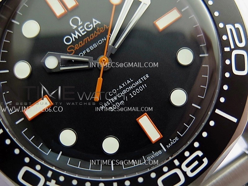 Seamaster 300M Diver 42mm Orange Second Hand SS VSF Best Edition Black Dial On Mesh Bracelet Super Clone 8806