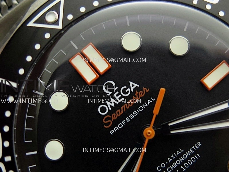 Seamaster 300M Diver 42mm Orange Second Hand SS VSF Best Edition Black Dial On Mesh Bracelet Super Clone 8806