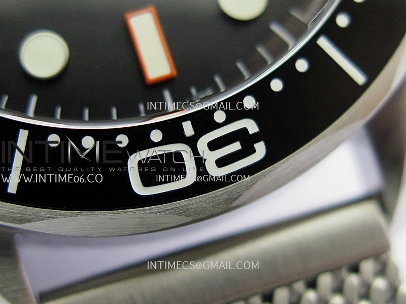 Seamaster 300M Diver 42mm Orange Second Hand SS VSF Best Edition Black Dial On Mesh Bracelet Super Clone 8806
