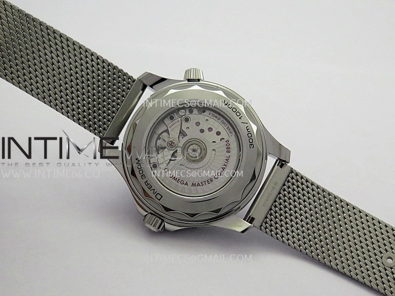 Seamaster 300M Diver 42mm Orange Second Hand SS VSF Best Edition Black Dial On Mesh Bracelet Super Clone 8806