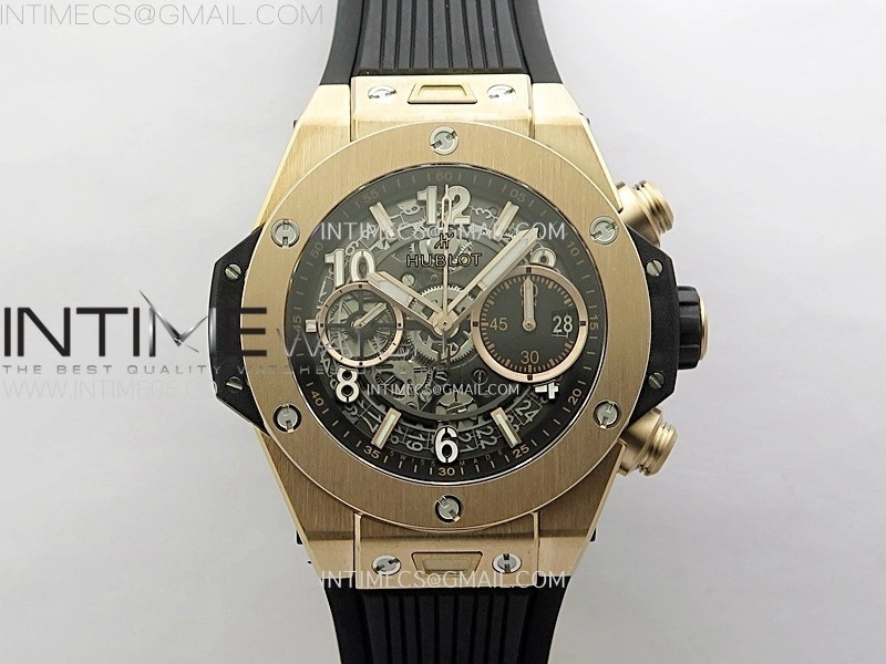 Hublot Big Bang Unico 42mm RG BBF 1:1 Best Edition Black Skeleton Dial on Black Rubber Strap A1280
