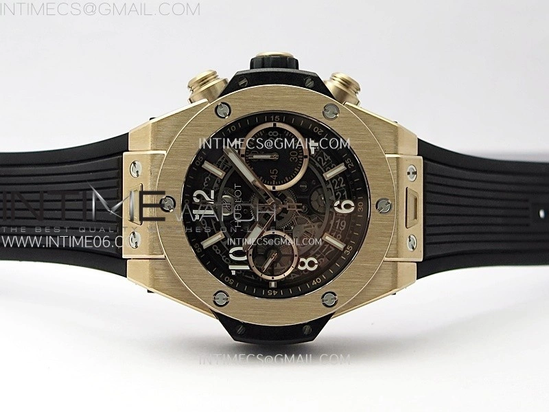 Hublot Big Bang Unico 42mm RG BBF 1:1 Best Edition Black Skeleton Dial on Black Rubber Strap A1280