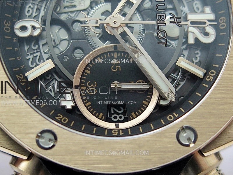 Hublot Big Bang Unico 42mm RG BBF 1:1 Best Edition Black Skeleton Dial on Black Rubber Strap A1280