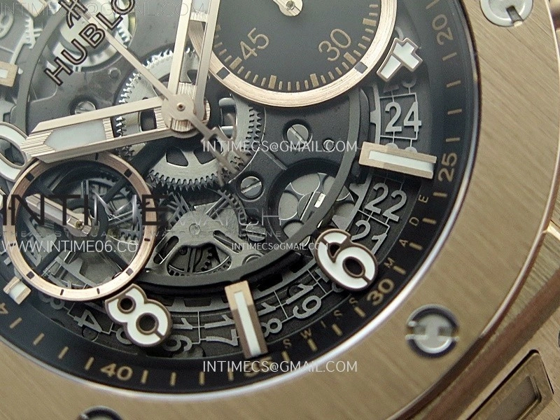 Hublot Big Bang Unico 42mm RG BBF 1:1 Best Edition Black Skeleton Dial on Black Rubber Strap A1280