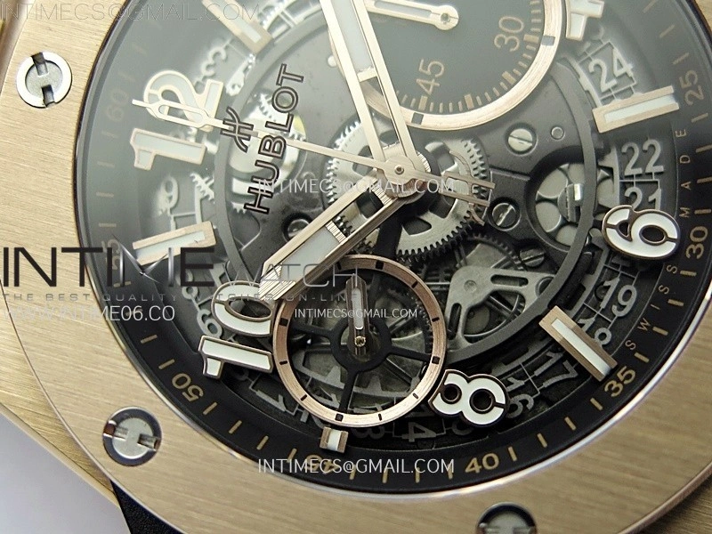 Hublot Big Bang Unico 42mm RG BBF 1:1 Best Edition Black Skeleton Dial on Black Rubber Strap A1280