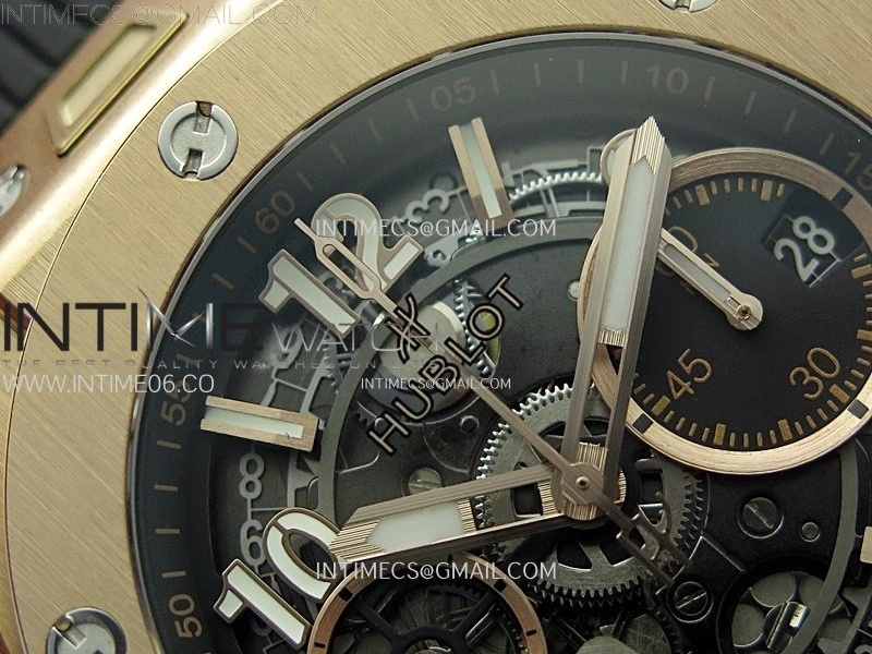 Hublot Big Bang Unico 42mm RG BBF 1:1 Best Edition Black Skeleton Dial on Black Rubber Strap A1280