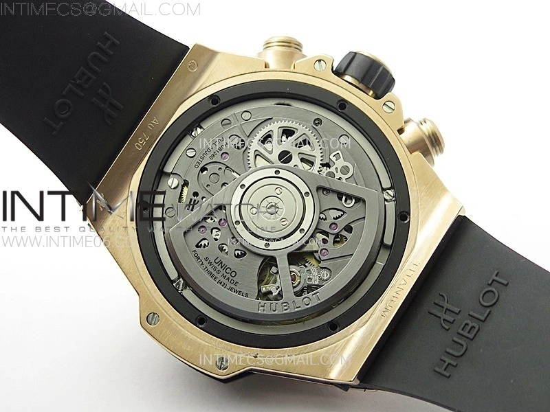 Hublot Big Bang Unico 42mm RG BBF 1:1 Best Edition Black Skeleton Dial on Black Rubber Strap A1280