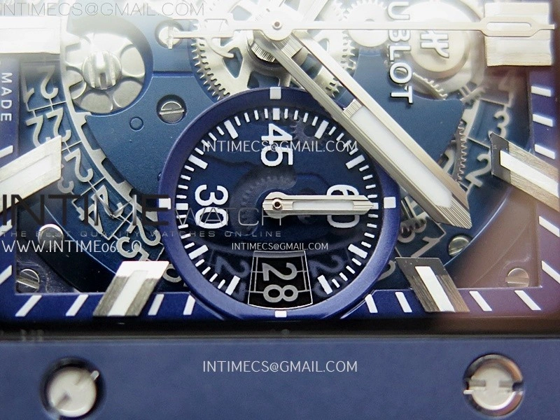 Square Bang Unico 42mm Ti Ceramic BBF 1:1 Best Edition Skeleton Dial on Blue Rubber Strap A1280