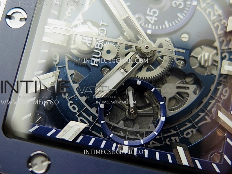Square Bang Unico 42mm Ti Ceramic BBF 1:1 Best Edition Skeleton Dial on Blue Rubber Strap A1280