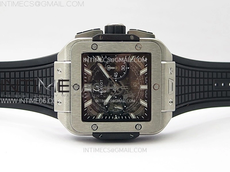 Square Bang Unico 42mm Titanium BBF 1:1 Best Edition Skeleton Dial on Black Rubber Strap A1280