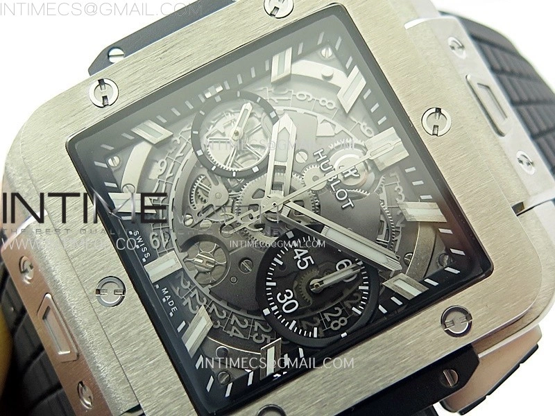 Square Bang Unico 42mm Titanium BBF 1:1 Best Edition Skeleton Dial on Black Rubber Strap A1280