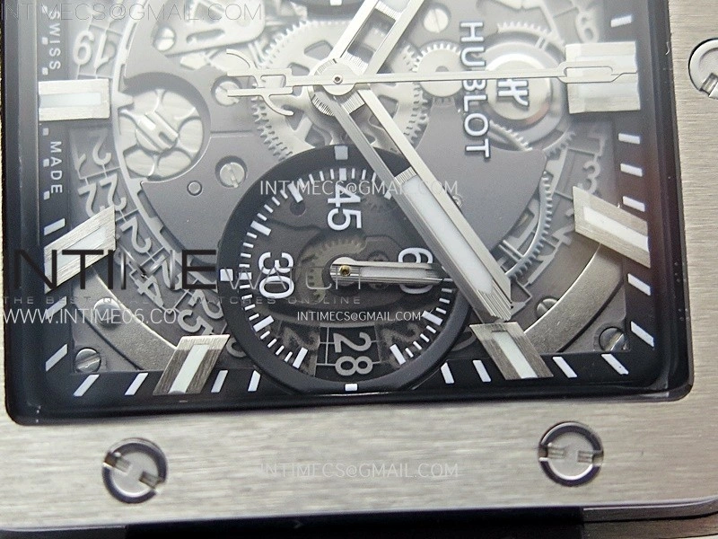 Square Bang Unico 42mm Titanium BBF 1:1 Best Edition Skeleton Dial on Black Rubber Strap A1280