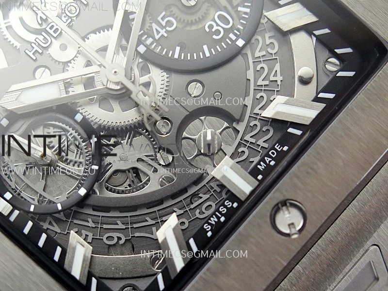 Square Bang Unico 42mm Titanium BBF 1:1 Best Edition Skeleton Dial on Black Rubber Strap A1280