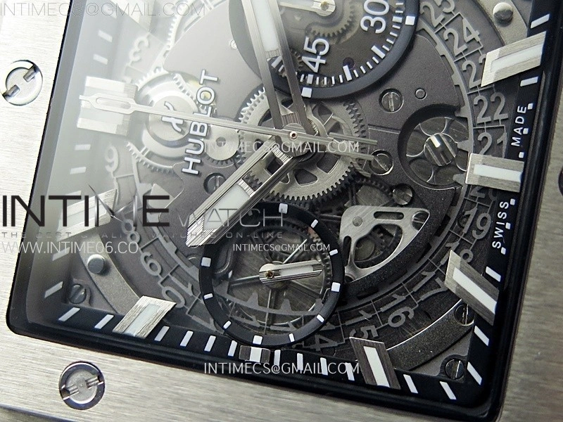 Square Bang Unico 42mm Titanium BBF 1:1 Best Edition Skeleton Dial on Black Rubber Strap A1280