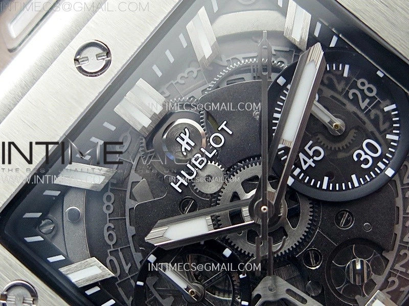 Square Bang Unico 42mm Titanium BBF 1:1 Best Edition Skeleton Dial on Black Rubber Strap A1280