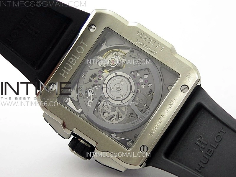 Square Bang Unico 42mm Titanium BBF 1:1 Best Edition Skeleton Dial on Black Rubber Strap A1280