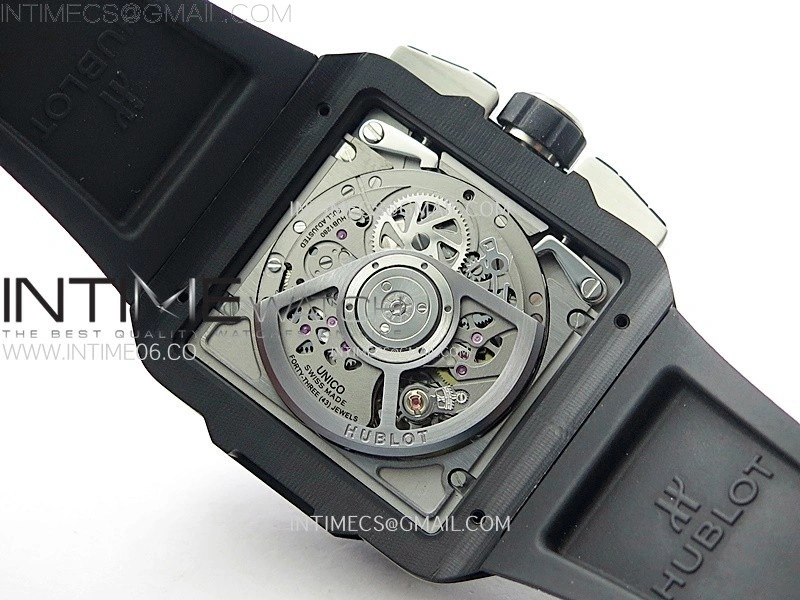 Square Bang Unico 42mm Titanium BBF 1:1 Best Edition Skeleton Dial on Black Rubber Strap A1280