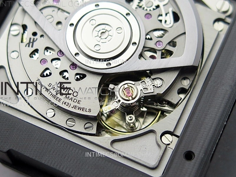 Square Bang Unico 42mm Titanium BBF 1:1 Best Edition Skeleton Dial on Black Rubber Strap A1280