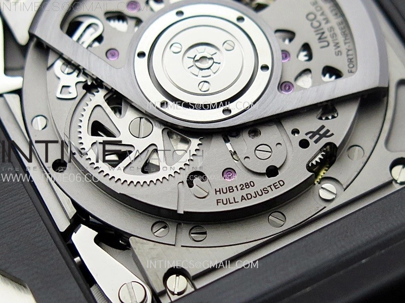 Square Bang Unico 42mm Titanium BBF 1:1 Best Edition Skeleton Dial on Black Rubber Strap A1280
