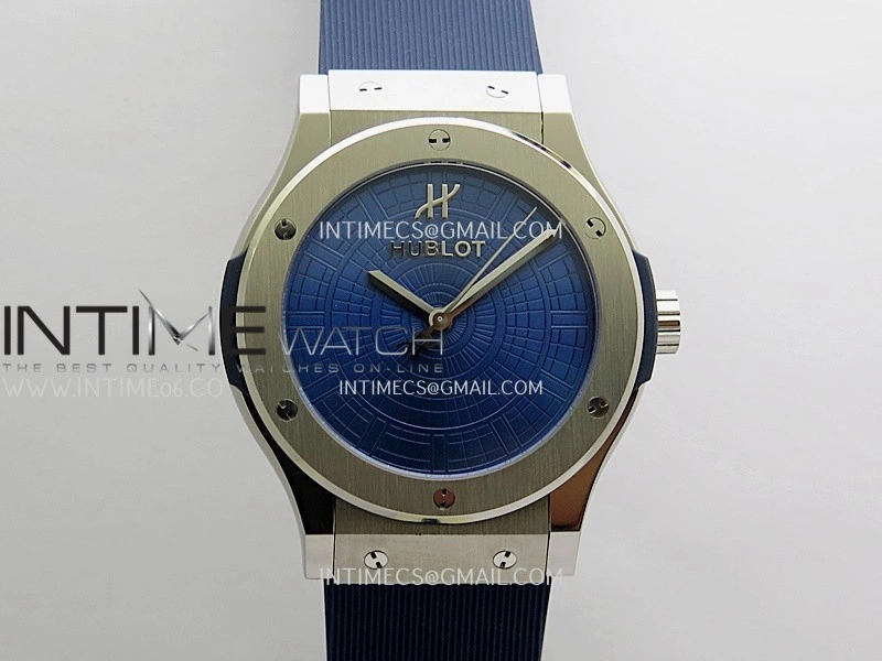 Classic Fusion 42mm Titanium JJZF 1:1 V2 Best Edition Blue Textured Dial On Blue Rubber Strap Asian SW300