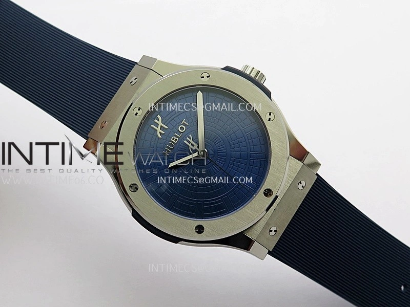 Classic Fusion 42mm Titanium JJZF 1:1 V2 Best Edition Blue Textured Dial On Blue Rubber Strap Asian SW300