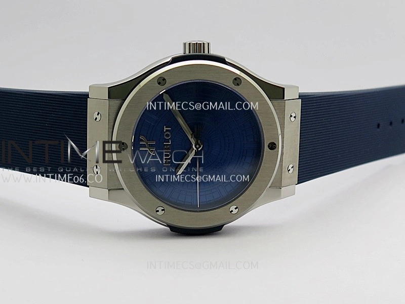 Classic Fusion 42mm Titanium JJZF 1:1 V2 Best Edition Blue Textured Dial On Blue Rubber Strap Asian SW300
