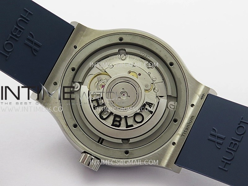 Classic Fusion 42mm Titanium JJZF 1:1 V2 Best Edition Blue Textured Dial On Blue Rubber Strap Asian SW300