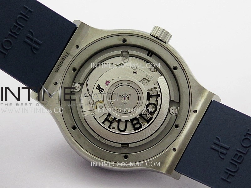 Classic Fusion 42mm Titanium JJZF 1:1 V2 Best Edition Blue Textured Dial On Blue Rubber Strap Asian SW300