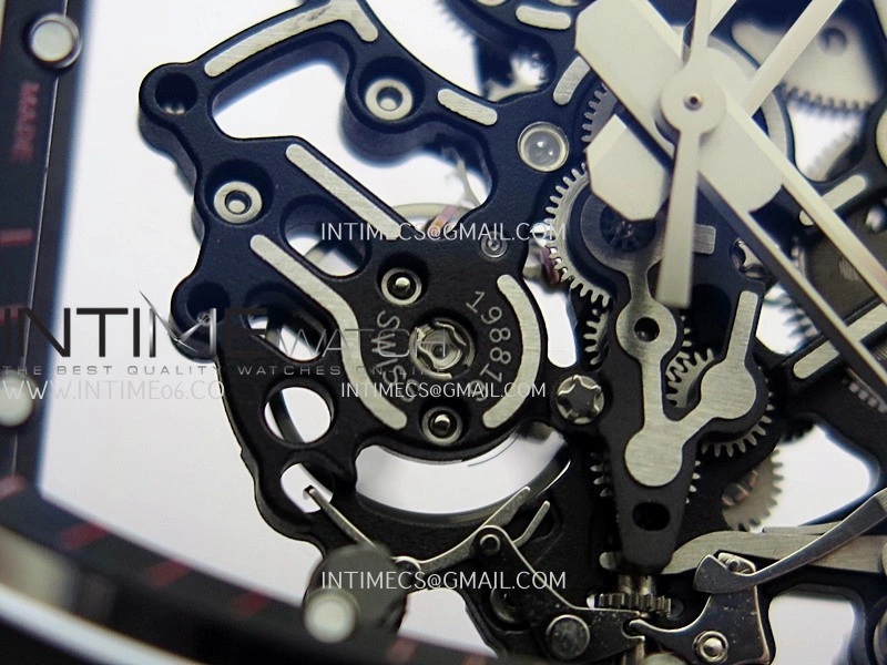 RM055 Black Case Black Inner Bezel Umi Office 1:1 Best Edition Skeleton Dial Black Strap RMUL2 SuperClone