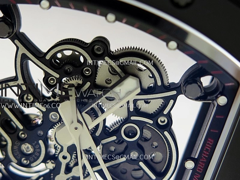RM055 Black Case Black Inner Bezel Umi Office 1:1 Best Edition Skeleton Dial Black Strap RMUL2 SuperClone