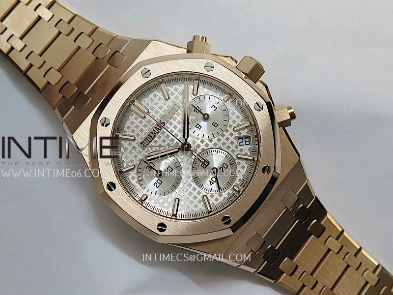 Royal Oak Chrono 26240OR RG APSF 1:1 Best Edition Silver Dial on RG Bracelet SA4401 Super Clone
