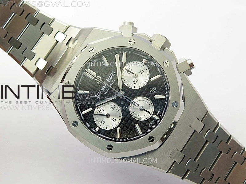 Royal Oak Chrono 26331ST SS IPF 1:1 Best Edition Black Dial Silver subdial on SS Bracelet A7750