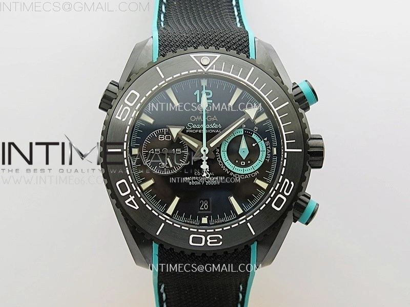 Planet Ocean Master Chrono Deep Black Ceramic SCF 1:1 Best Edition Black Dial on Black Rubber Strap A9900