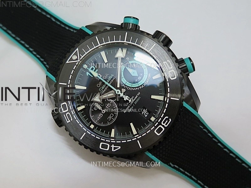 Planet Ocean Master Chrono Deep Black Ceramic SCF 1:1 Best Edition Black Dial on Black Rubber Strap A9900