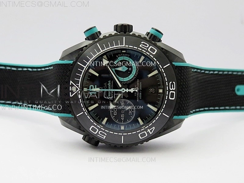 Planet Ocean Master Chrono Deep Black Ceramic SCF 1:1 Best Edition Black Dial on Black Rubber Strap A9900
