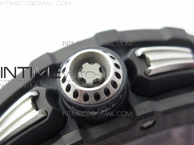 RM011 Carbon Case Chrono KVF 1:1 Best Edition Crystal Skeleton Yellow Dial on Red Rubber Strap A7750 V2