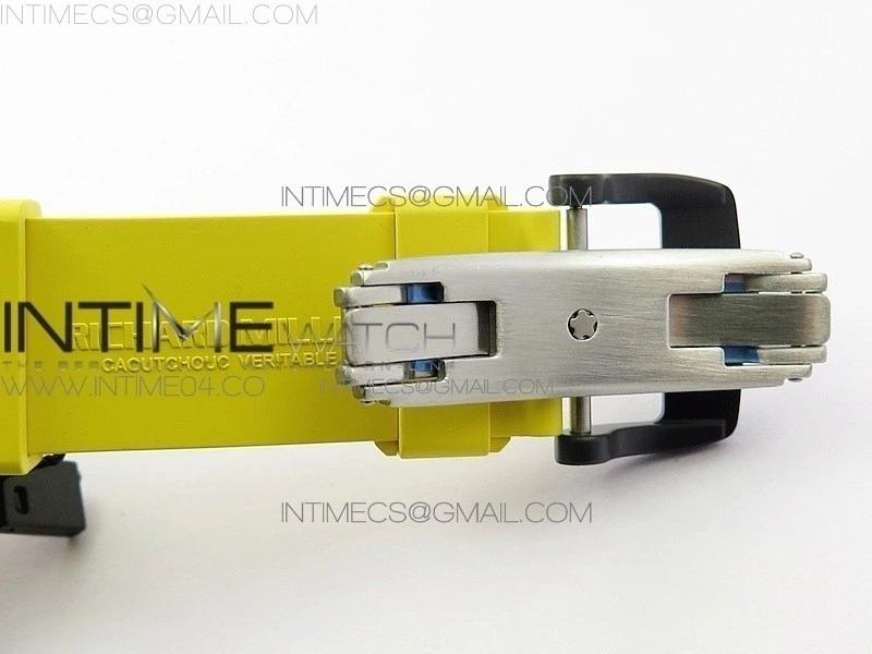 RM011 Carbon Case Chrono KVF 1:1 Best Edition Crystal Skeleton Yellow Dial on Yellow Rubber Strap A7750