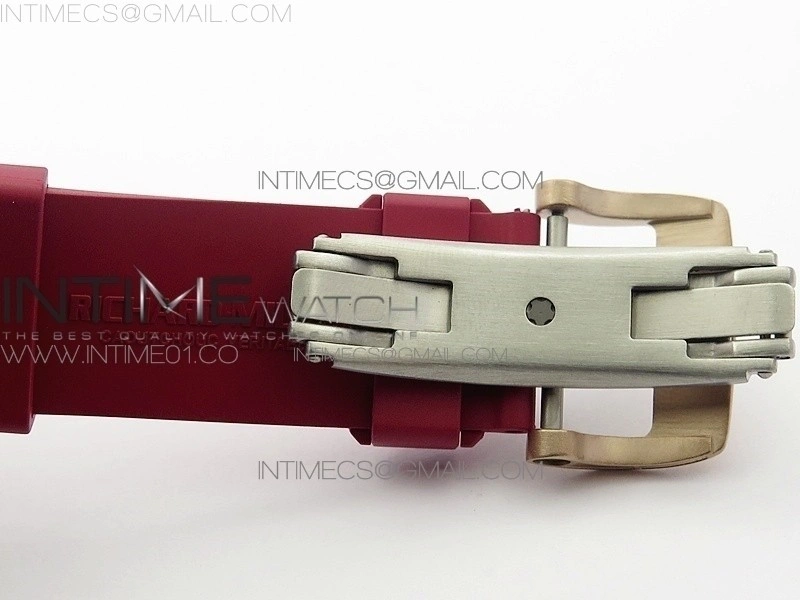 RM011 RG Case Chronograph KVF 1:1 Best Edition Carbon Bezel Skeleton Dial on Red Rubber Strap A7750