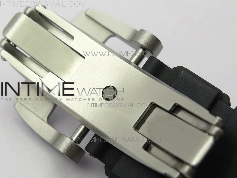 RM011 Titanium Case Carbon Bezel Chronograph KVF 1:1 Best Edition Skeleton Dial Blue Crown on Black Rubber Strap A7750